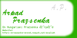 arpad prazsenka business card